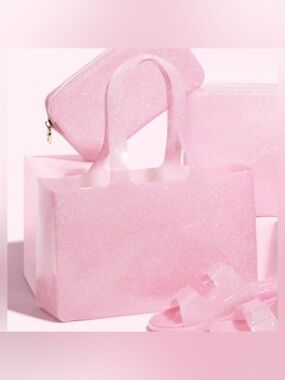 Stoney Clover Lane Pink Glitter Jelly Tote